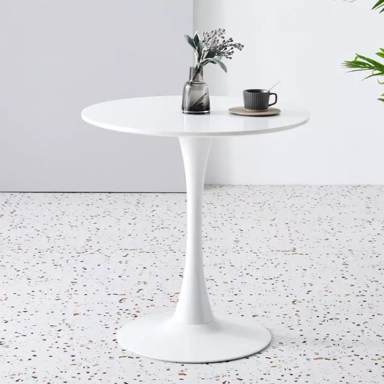 Mesa de Bar Alta Redonda Blanca París 105x60 cm MDF y Metal