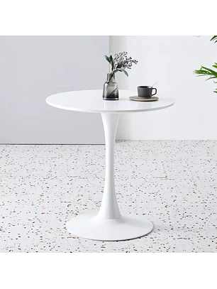 Mesa de Bar Alta Redonda Blanca París 105x60 cm MDF y Metal