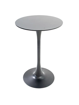 Mesa Alta Redonda en MDF y Metal de Bar 90X60cm Negra