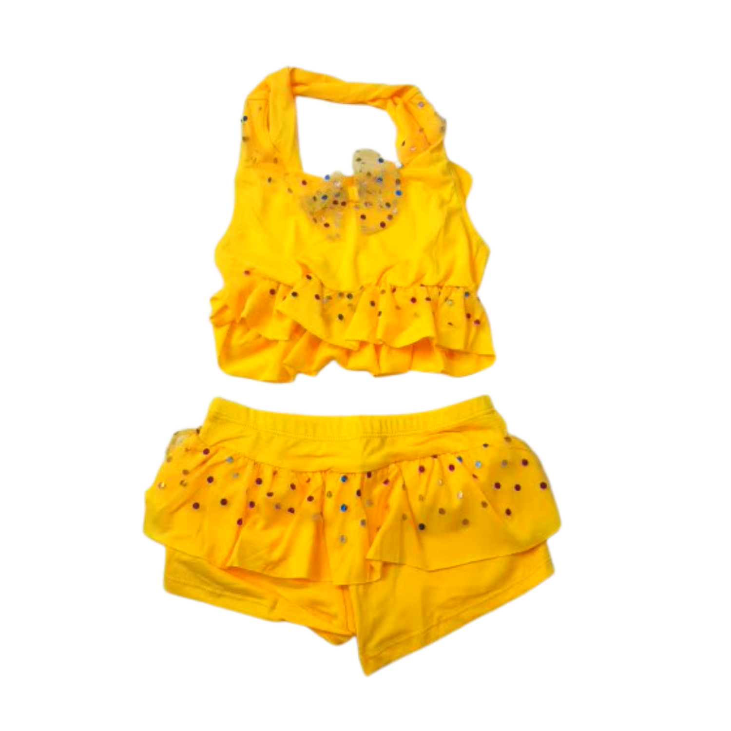 Traje de Baño para Niñas con Short Amarillo 1