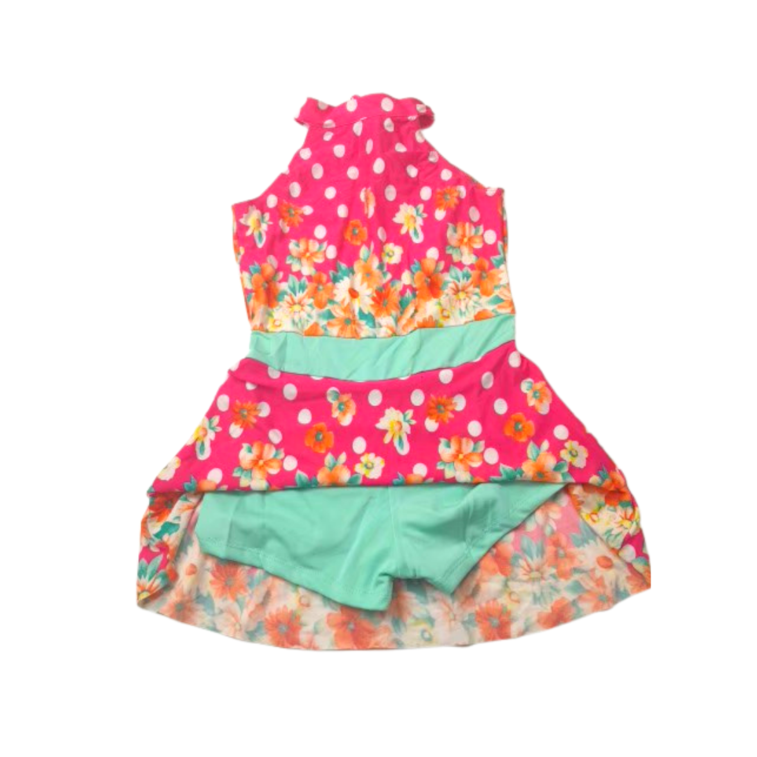 Traje de Baño Vestido para Niñas con Flores y Short 3