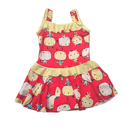 Traje de Baño para Niñas 1 Pieza y Short Rojo