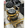 Sillon Barbero Gold Negro Eco Cuero Sistema de Reclinado