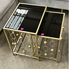 Pack de Mesa Lateral Rectangular Dorado con Cubierta Negra