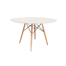 ﻿﻿Mesa Eames 120cm Diámetro MDF Blanco Negra o Wood