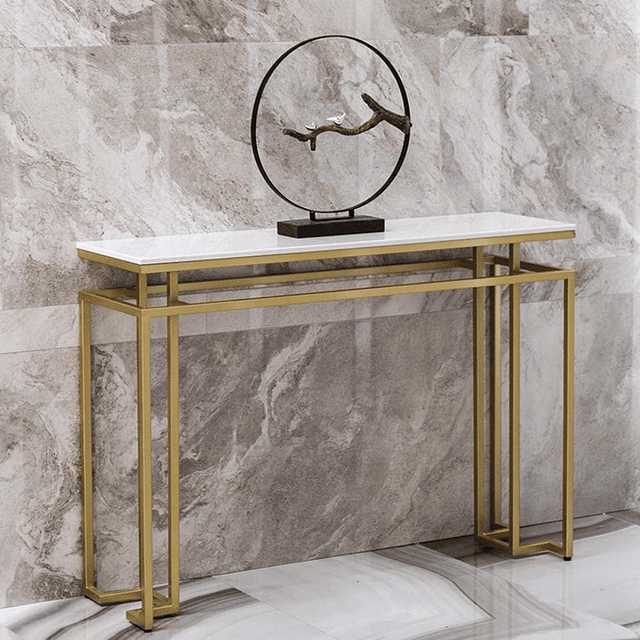 Mesa de Arrimo Metálica Gold con Cubierta Piedra Sinterizada 120x30cm