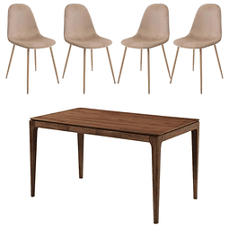 Juego de Comedor de Felpa de 4 y 6 Sillas Beige