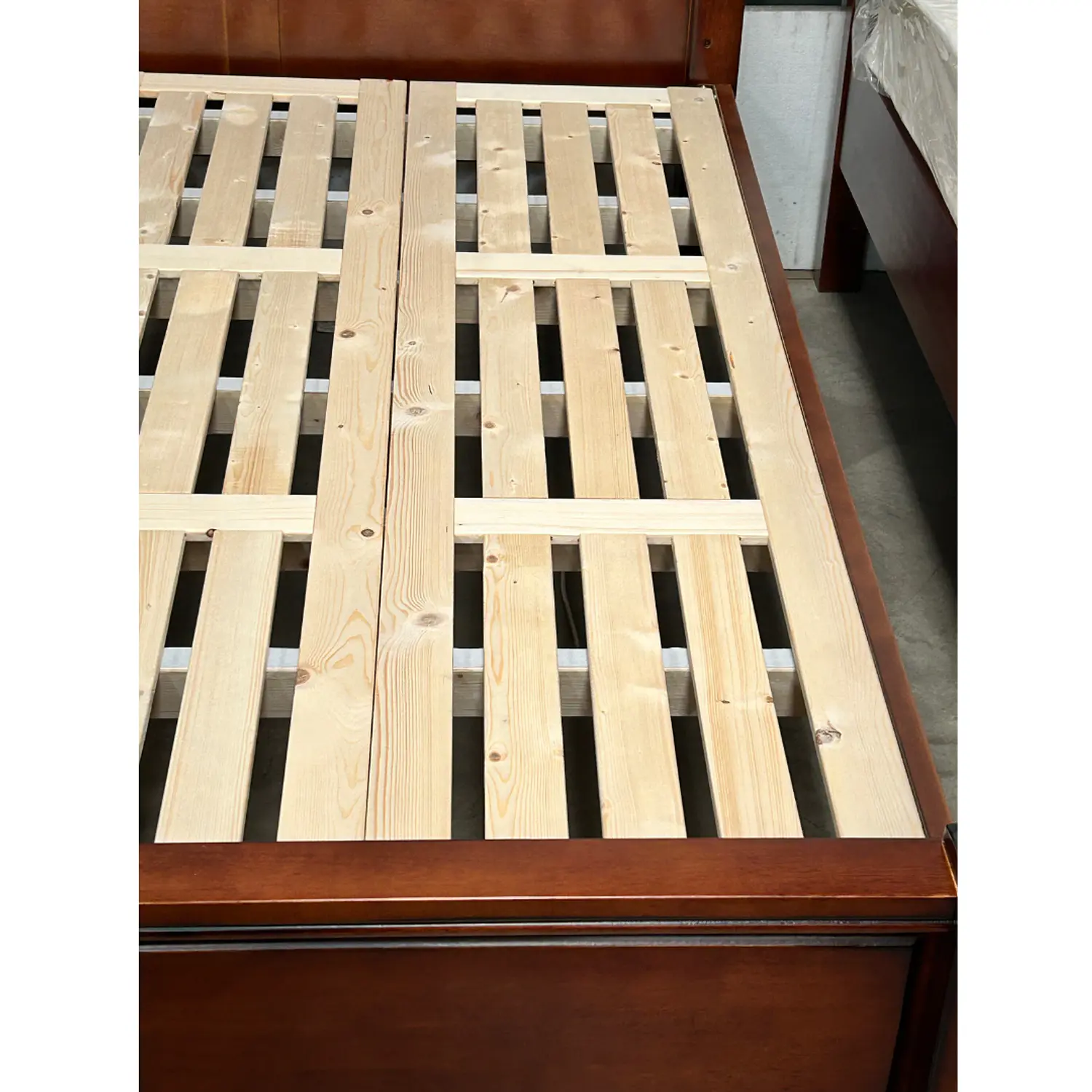Cama King Roble Americano Madera Maciza con Somier de Pino 9
