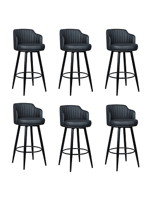 Pack x6 Taburetes de Bar Eco Cuero Acolchados 65cm