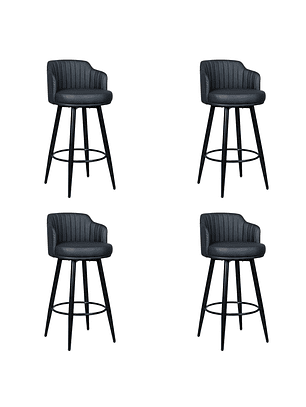 Set de 4 Taburetes de Bar de  Eco Cuero Acolchados de 66 cm con Patas Metálicas