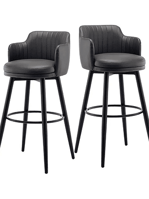 Pack x2 Piso de Bar y Taburete Eco cuero 65cm Negro