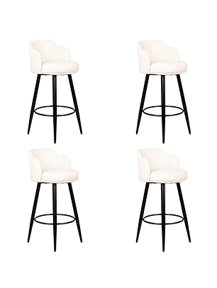 Pack x4 Piso de Bar y Taburete Eco cuero 65 cm Blanco Hueso
