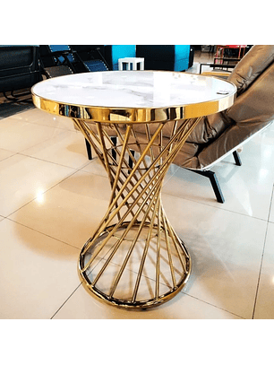 Mesas Lateral Base Doradas Superficie De Mármol Ideal Para Cualquier Espacio
