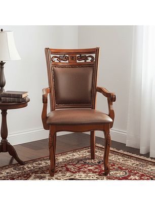 Silla de Comedor de Madera Europea Caoba con Tallado