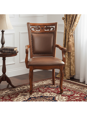 Silla de Comedor de Madera Europea Caoba con Tallado