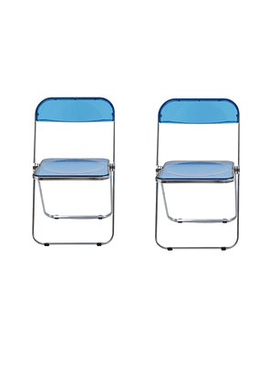 Pack x2 Sillas Plegables Transparente Azul