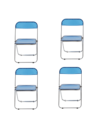 Pack x4 Sillas Plegable Transparente Azul