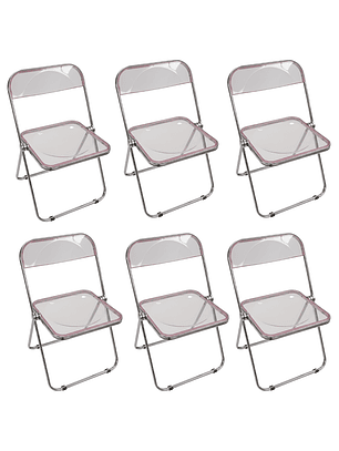 Pack x6 Sillas plegables transparente Rosado