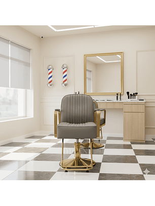 Sillón Peluquería de Eco Cuero con Apoya Pies Gris