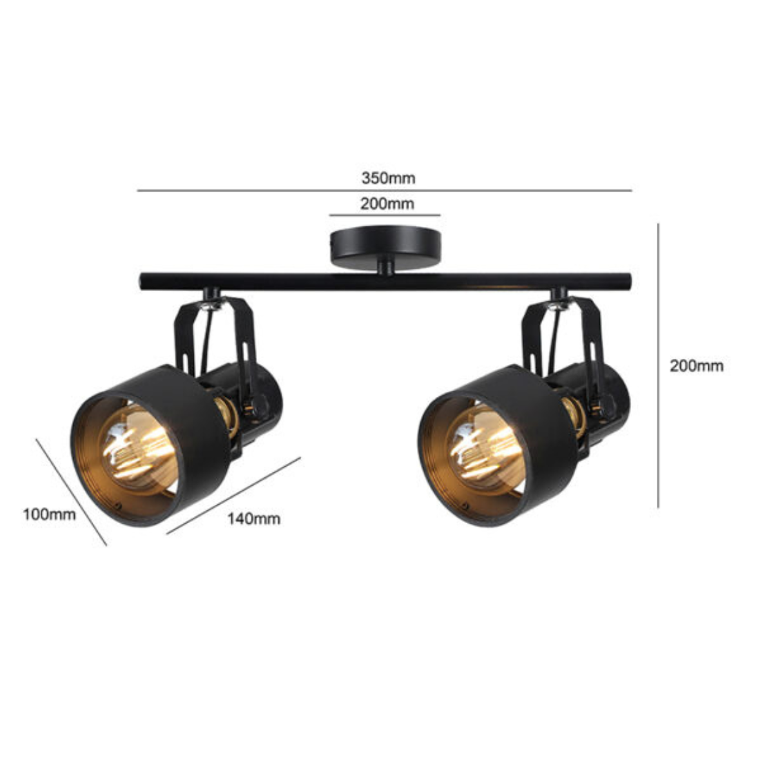 Foco De Cielo Sobrepuesto Porta E27*2 Negro 1