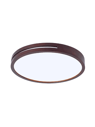 Lámpara Led Redondo 300mm Sobrepuesto Con Control Madera Oscuro 24w+24w