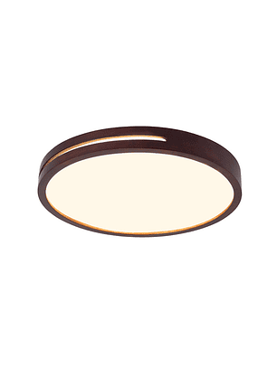 Lámpara Led Redondo 300mm Sobrepuesto Con Control Madera Oscuro 24w+24w