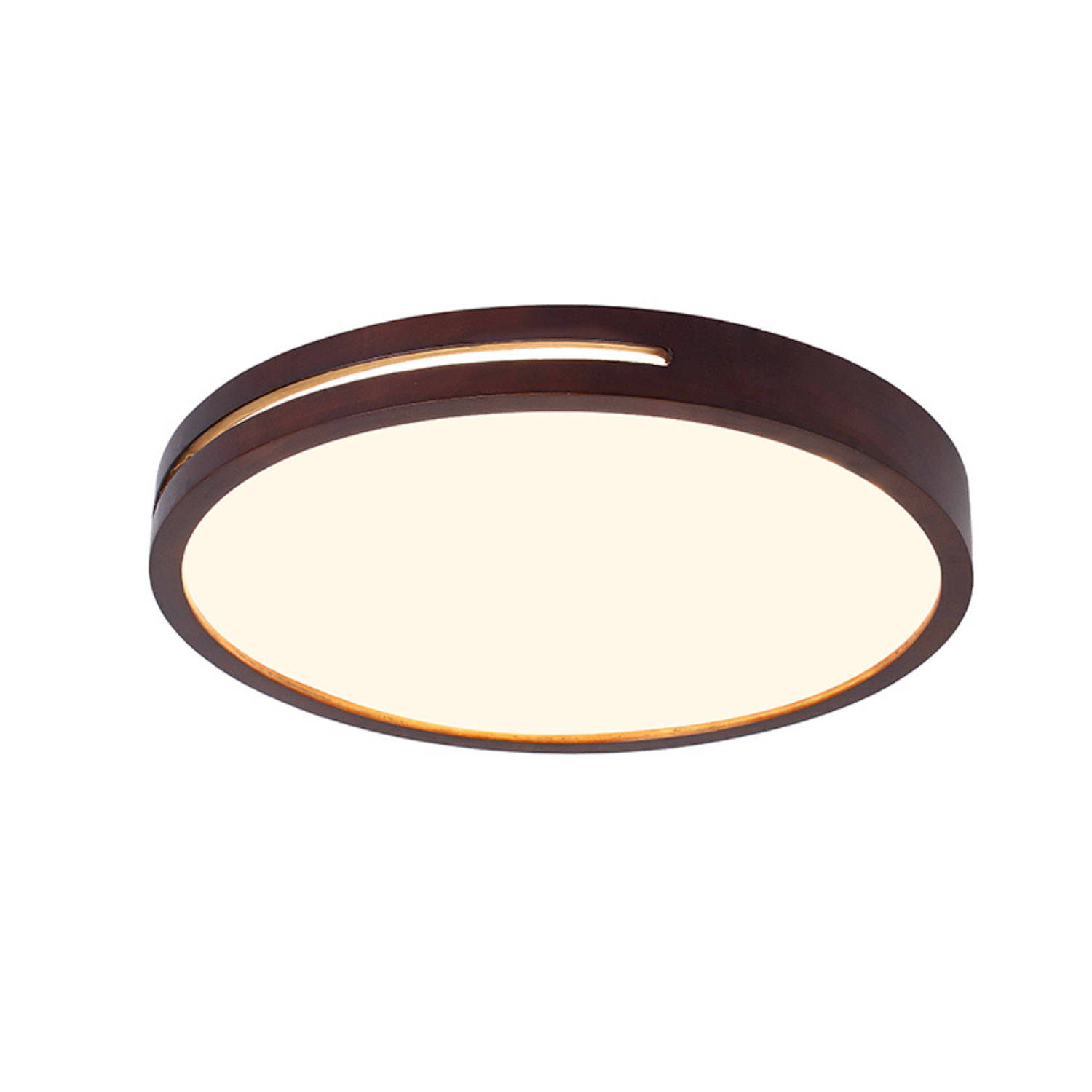 Lámpara Led Redondo 400mm Sobrepuesto Con Control Madera Oscuro 36w+36w 1