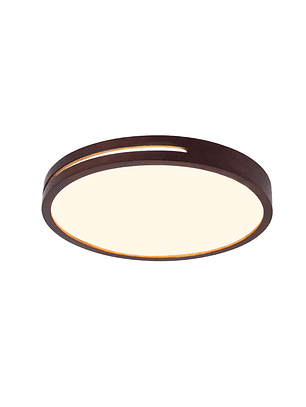 Lámpara Led Redondo 500mm Sobrepuesto Con Control Madera Oscuro 48w+48w