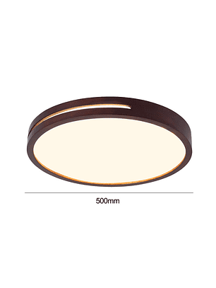 Lámpara Led Redondo 500mm Sobrepuesto Con Control Madera Oscuro 48w+48w
