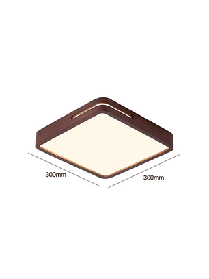 Lámpara Led Cuadrado 300mm Sobrepuesto Con Control Madera Oscuro 24w+24w