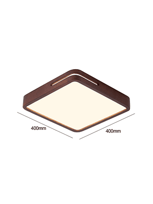 Lámpara Led Cuadrado 400mm Sobrepuesto Con Control Madera Oscuro 36w+36w
