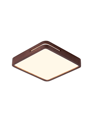 Lámpara Led Cuadrado 400mm Sobrepuesto Con Control Madera Oscuro 36w+36w