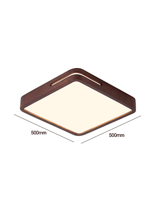 Lámpara Led Cuadrado 500mm Sobrepuesto Con Control Madera Oscuro 48w+48w