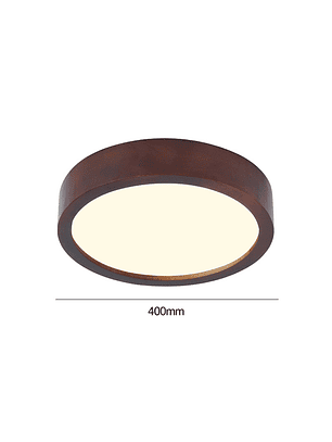 Lámpara Led Redondo 400mm Sobrepuesto Con Control Madera Oscuro 36w+36w