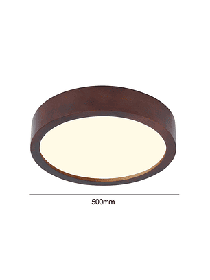 Lámpara Led Redondo 500mm Sobrepuesto Con Control Madera Oscuro 48w+48w