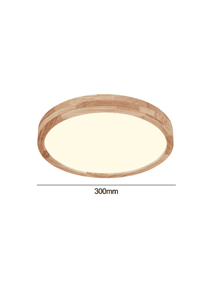 Lámpara Led Redondo 300mm Sobrepuesto Con Control Madera Clara 24w+24w
