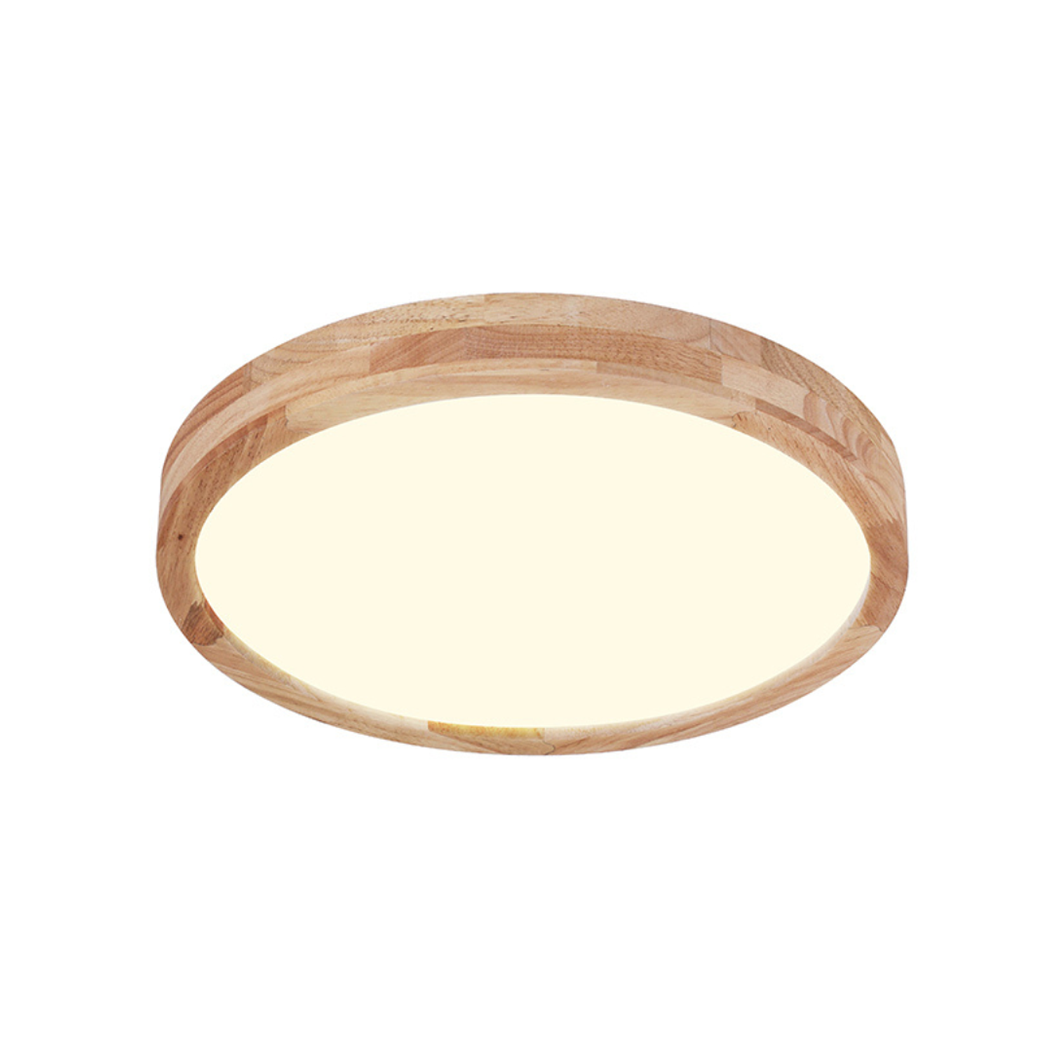 Lámpara Led Redondo 300mm Sobrepuesto Con Control Madera Clara 24w+24w 3