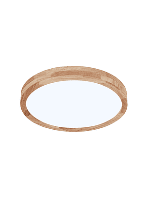 Lámpara Led Redondo 300mm Sobrepuesto Con Control Madera Clara 24w+24w