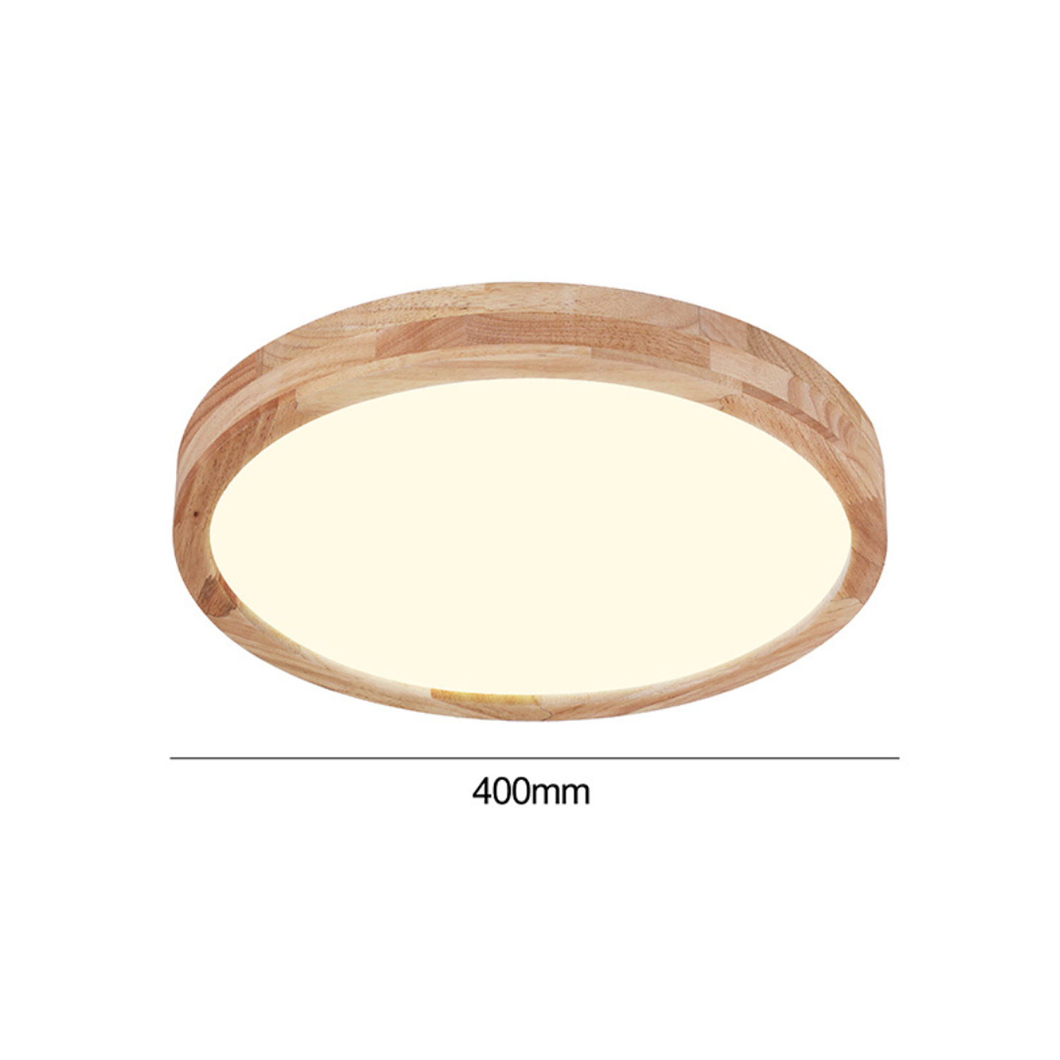 Lámpara Led Redondo 400mm Sobrepuesto Con Control Madera Clara 36w+36w 1