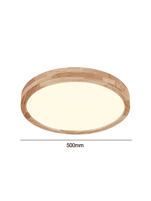 Lámpara Led Redondo 500mm Sobrepuesto Con Control Madera Clara 48w+48w