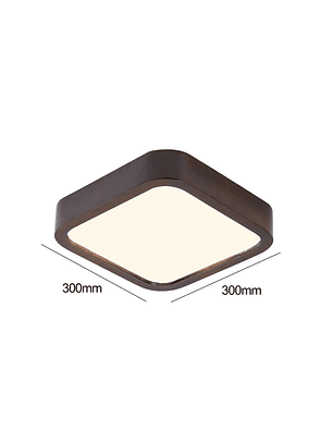 Lámpara Led Cuadrada 300mm Sobrepuesto Con Control Madera Oscuro 24w+24w