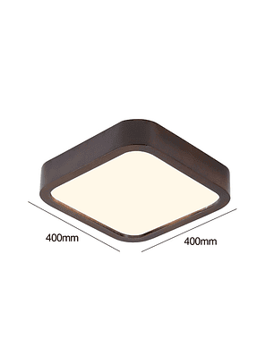Lámpara Led Cuadrad 400mm Sobrepuesto Con Control Madera Oscuro 36w+36w