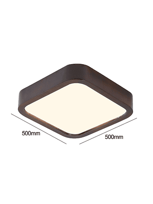 Lámpara Led Cuadrad 500mm Sobrepuesto Con Control Madera Oscuro 48w+48w