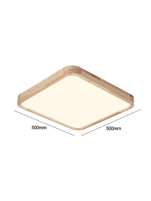 Lámpara Led Cuadrado 500mm Sobrepuesto Con Control Madera Clara 48w+48w