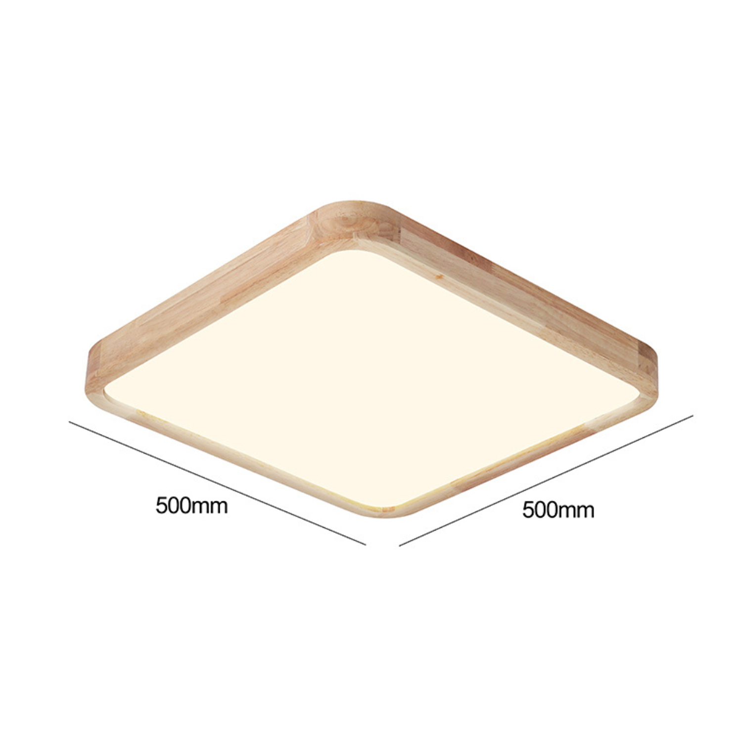 Lámpara Led Cuadrado 500mm Sobrepuesto Con Control Madera Clara 48w+48w 1