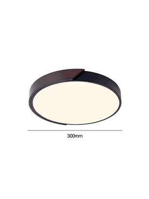 Lámpara Led Redondo 300mm Sobrepuesto Con Control Madera Oscuro 24w+24w