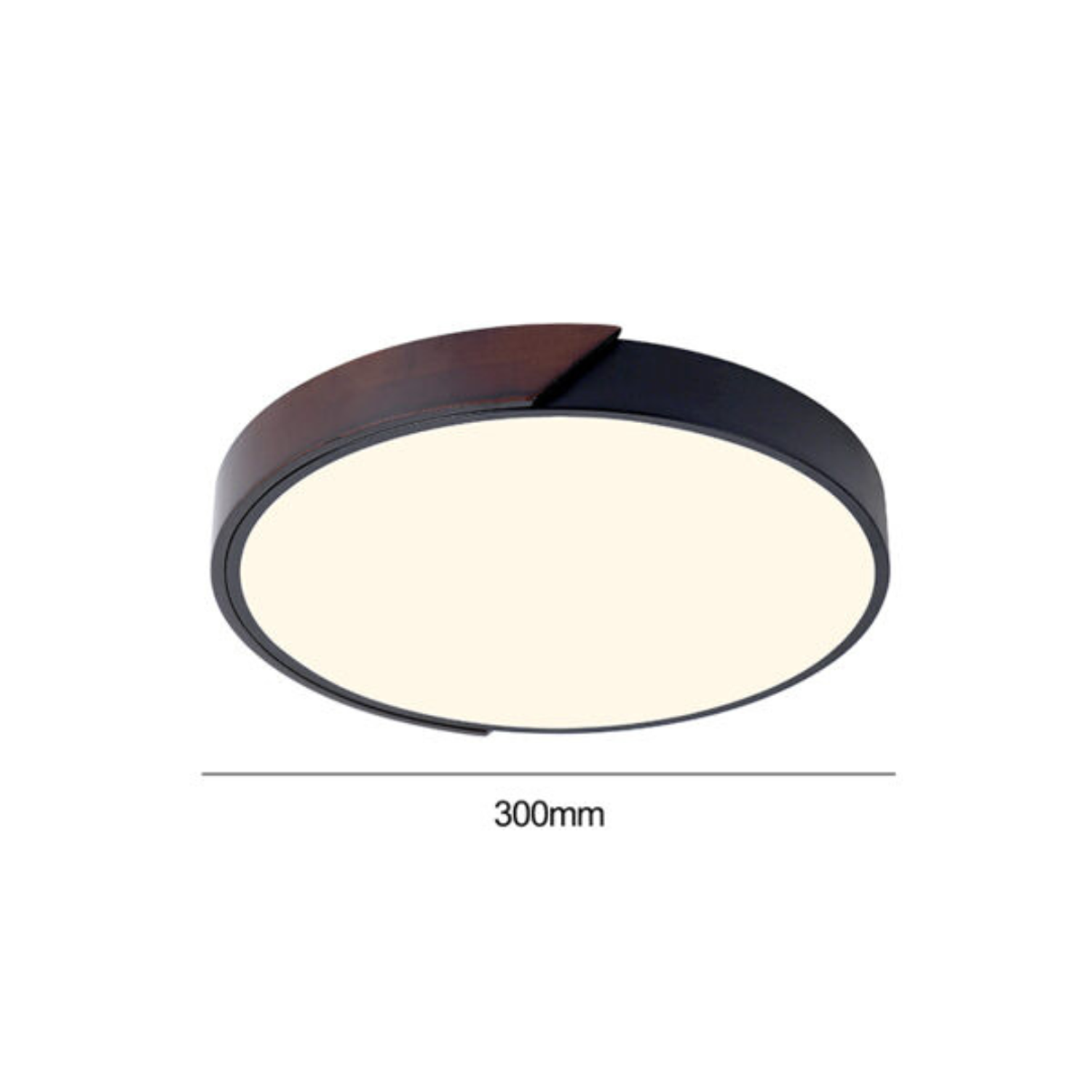 Lámpara Led Redondo 300mm Sobrepuesto Con Control Madera Oscuro 24w+24w 2