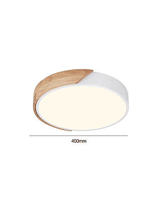 Lámpara Led Redondo 400mm Sobrepuesto Con Control Madera Clara 36w+36w