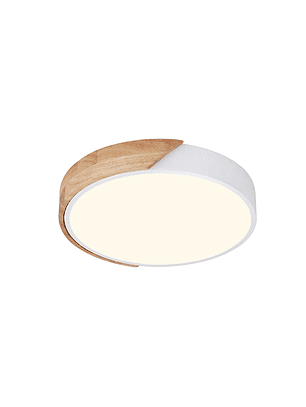 Lámpara Led Redondo 500mm Sobrepuesto Con Control Madera Clara 48w+48w