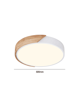 Lámpara Led Redondo 500mm Sobrepuesto Con Control Madera Clara 48w+48w